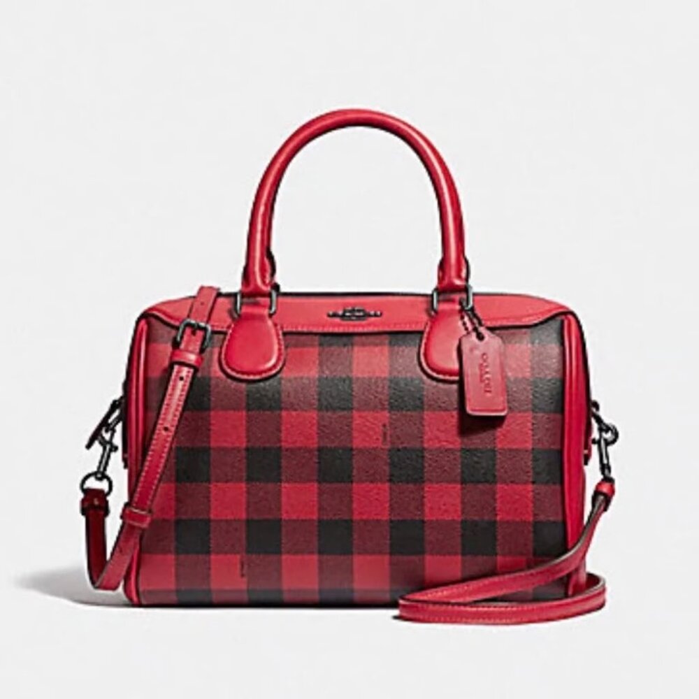 Coach Bennett Satchel With Gingham Print